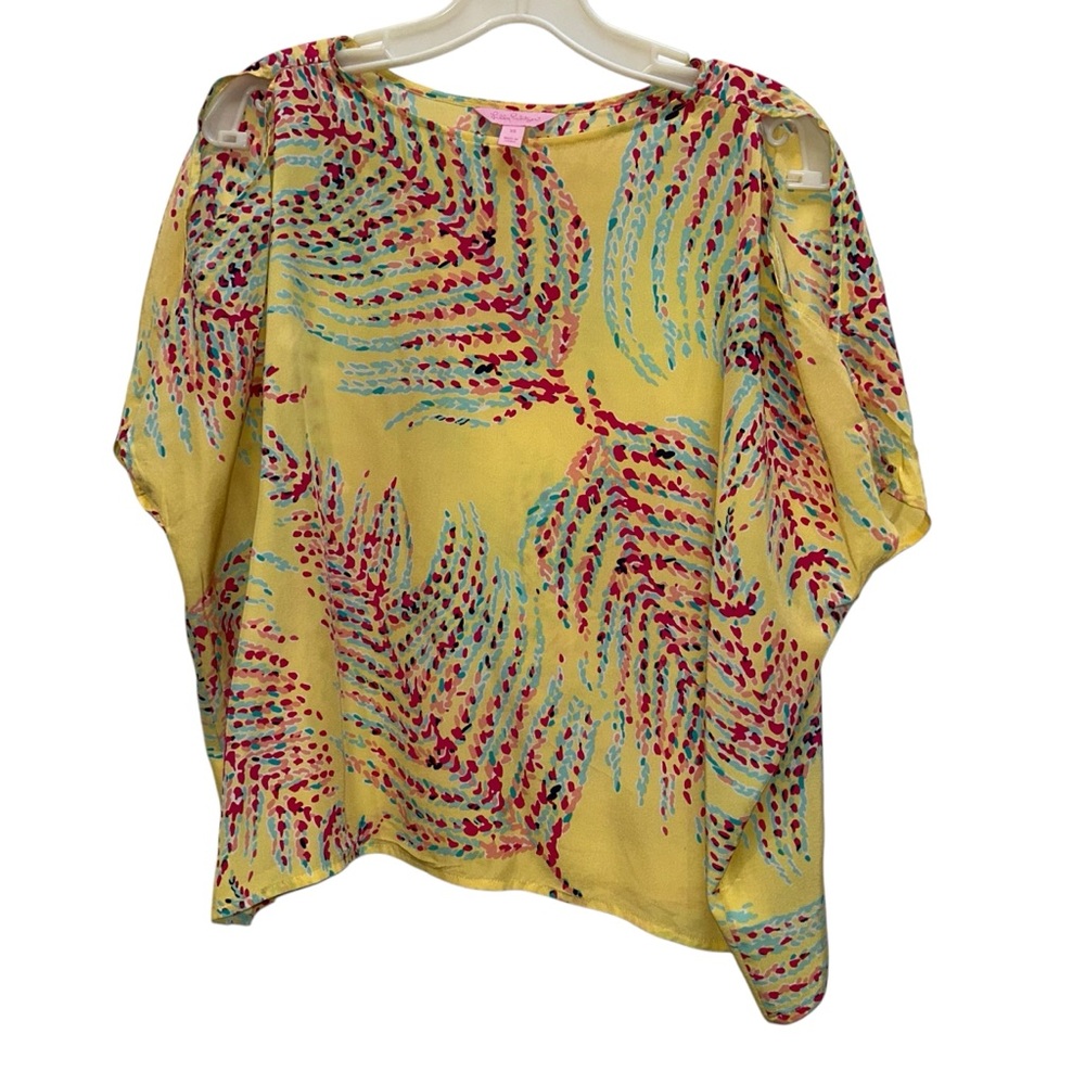 Lilly Pulitzer silk Yellow leaf FALL Patterned Women's Top xs